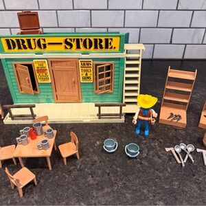Playmobil Western Toy Set with Drug Store and Accessories